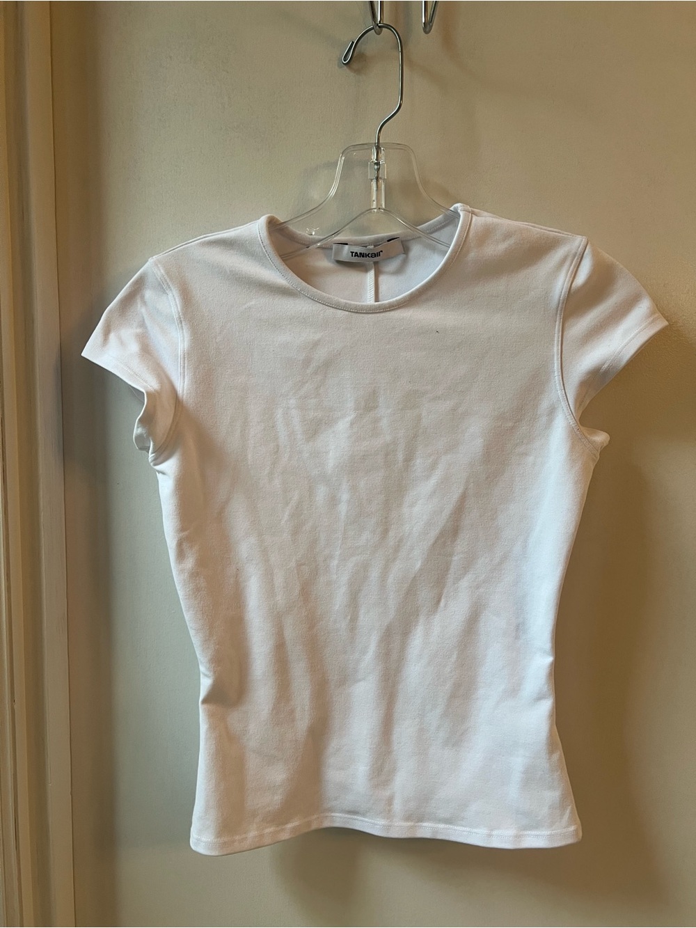 Tank Air White Slim Crewneck Cap Sleeve Tee